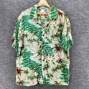 5/$45 Utility Shirt Men M Medium Beige Hawaii Print Button Up Short Sleeve